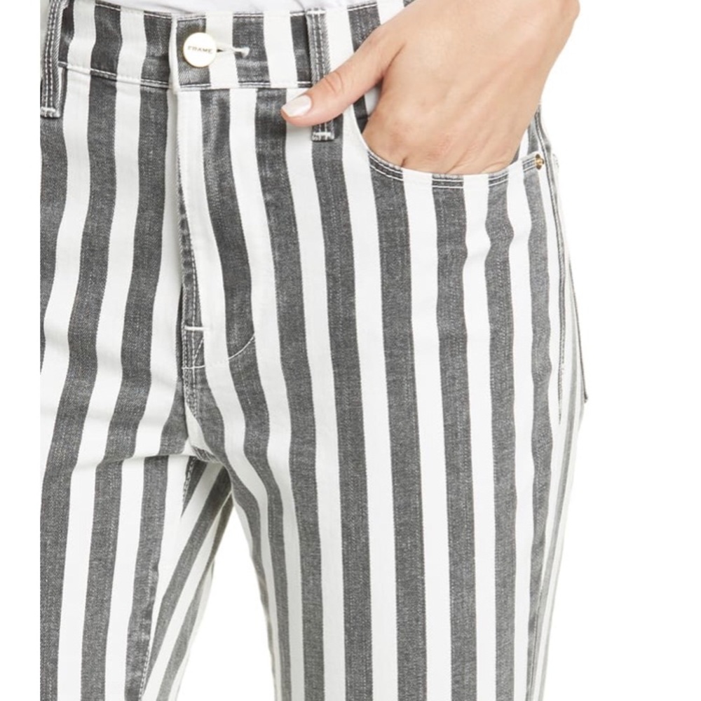 3/$60 Frame Le High Skinny Crop Striped Jeans